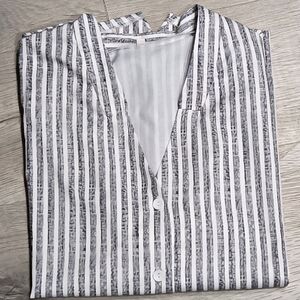 Black/white Striped Short Sleeve Button Up Shirt